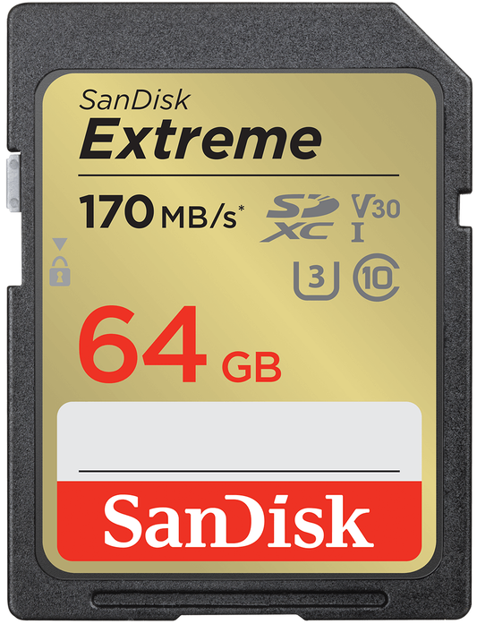 Spominska kartica SDXC SanDisk Extreme, 64Gb, Razred 10 / UHS-1 U3 SDSDXV2-064G-GNCIN