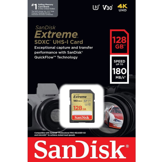 Spominska kartica SDXC SanDisk Extreme, 128Gb, Razred 10 / UHS-1 U3 SDSDXVA-128G-GNCIN