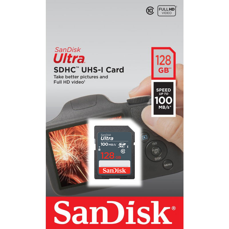 SanDisk Ultra SDXC Memory Card, 128GB, Class 10 SDSDUNR-128G-GN3IN