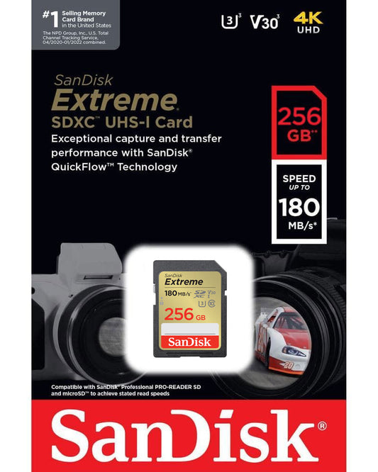 SDXC pomnilniška kartica SanDisk Extreme, 256GB, razred 10 / UHS-1 U3 SDSDXVV-256G-GNCIN
