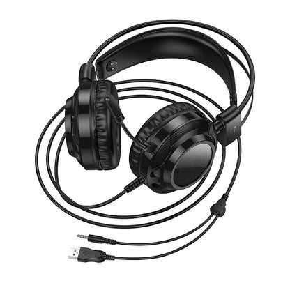 Gaming slušalke 3,5 mm HOCO W110, RGB, črne