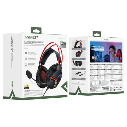 Gaming slušalke 3,5 mm Acefast H16, RGB, 2 m, črne