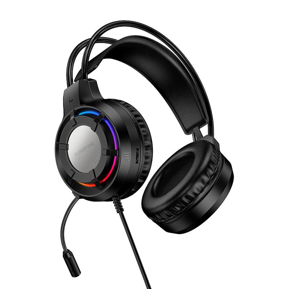 Gaming slušalke 3.5mm Borofone BO112 Wave, RGB, 2m, črne