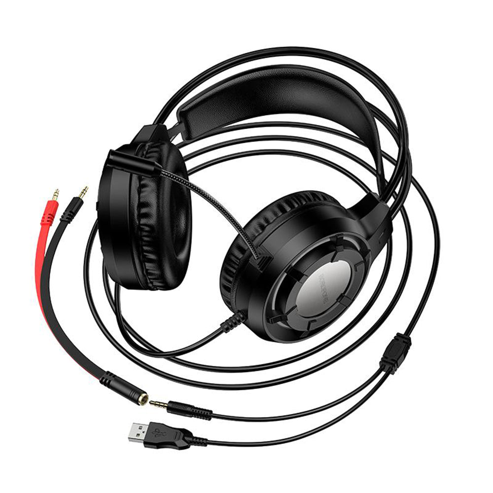 Gaming slušalke 3.5mm Borofone BO112 Wave, RGB, 2m, črne
