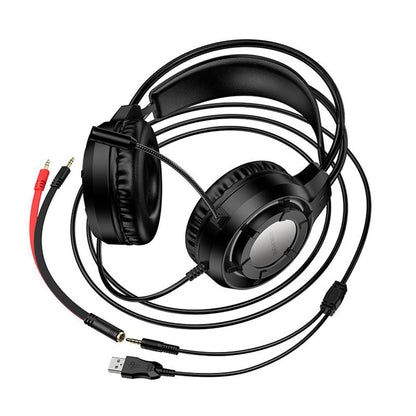 Gaming slušalke 3.5mm Borofone BO112 Wave, RGB, 2m, črne