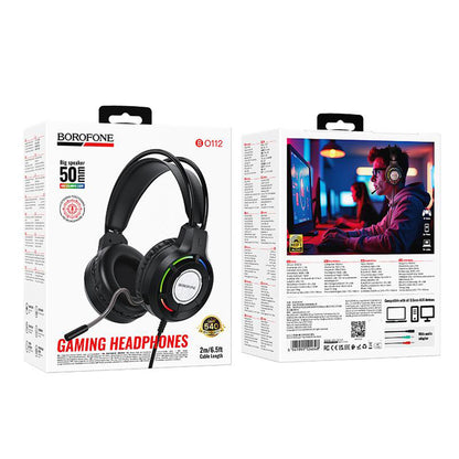 Gaming slušalke 3.5mm Borofone BO112 Wave, RGB, 2m, črne