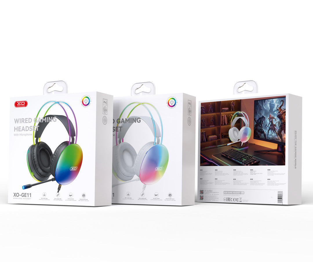 Gaming slušalke 3,5 mm XO Design GE11, RGB, bele