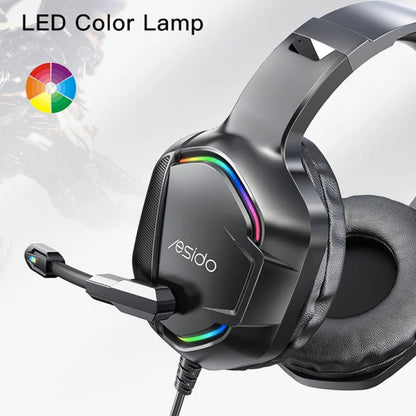Slušalke za igranje 3.5mm Yesido EK01, RGB, 1.2m, Črne