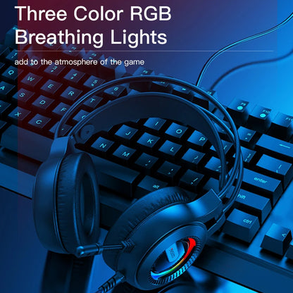 Gaming Headphones 3.5mm Yesido EK02, RGB, 2.2m, Black
