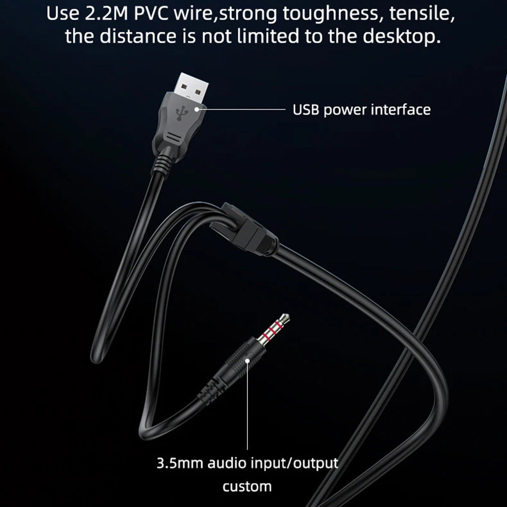 Slušalke za igranje 3.5mm Yesido EK03, RGB, 2m, Črne