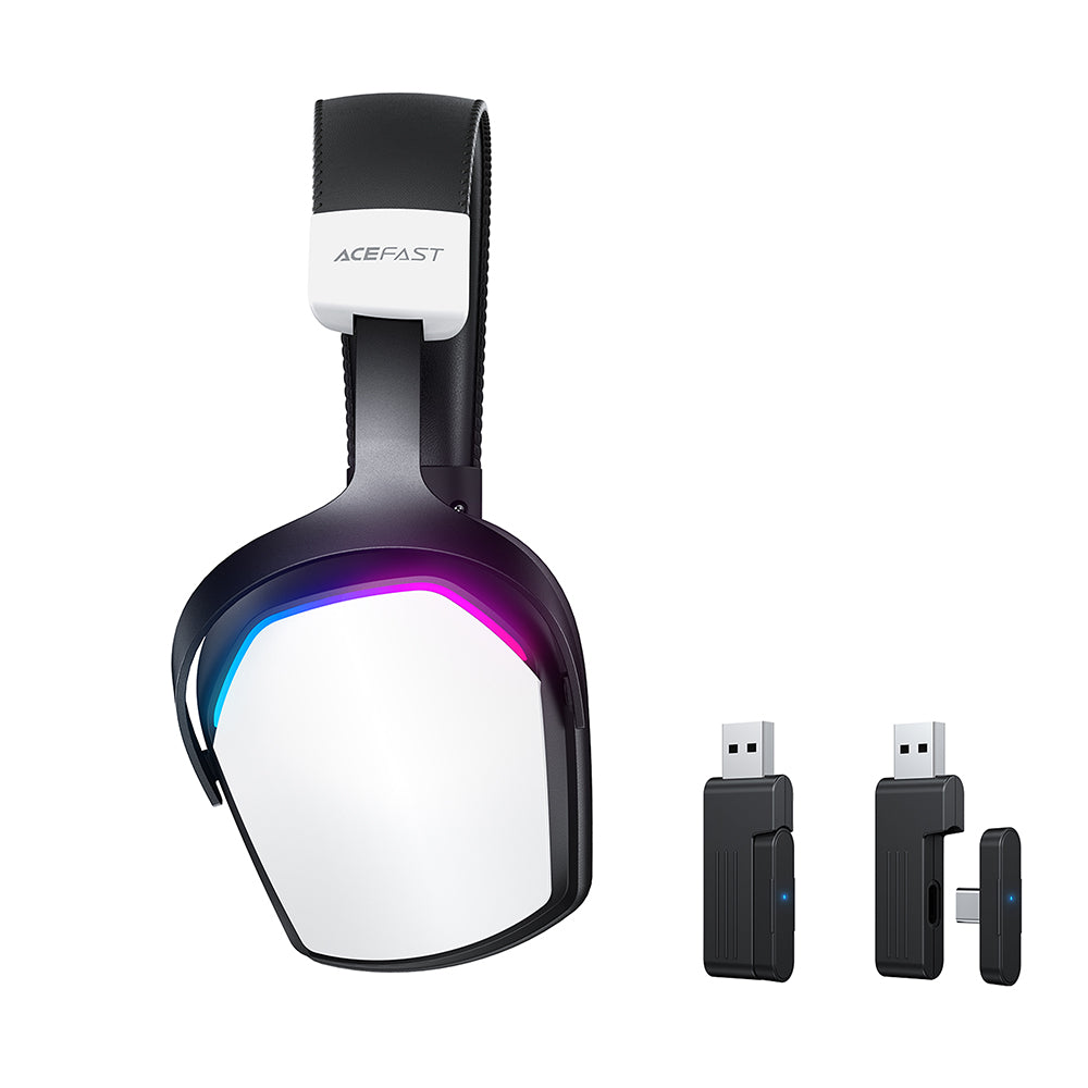 Brezžične igralne slušalke Acefast H11, RGB, BT / Wi-FI / Žične, Bele