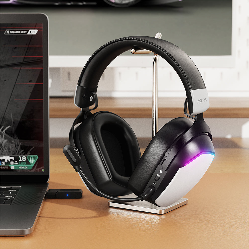 Brezžične igralne slušalke Acefast H11, RGB, BT / Wi-FI / Žične, Bele