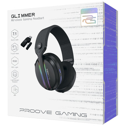 Slušalke Gaming Wireless Proove Glimmer, RGB, BT / Wi-FI / Wired, Črne WHGL00022001