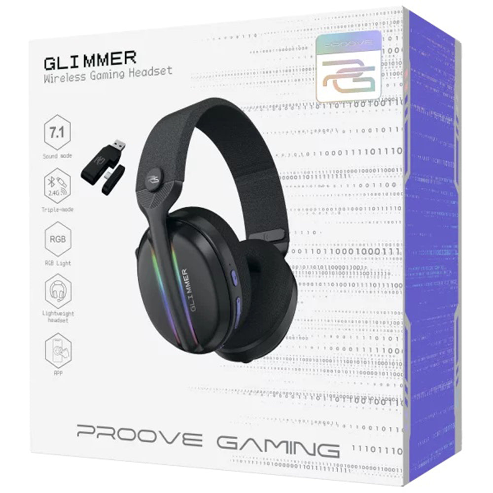 Slušalke Gaming Wireless Proove Glimmer, RGB, BT / Wi-Fi / Wired, Črno Vijolične WHGL00022016