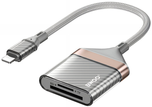 Čitalnik kartic Lightning BWOO BZ63, SD – microSD, siv