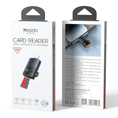 Bralnik kartic Lightning Yesido GS38, microSD, siv, ponovno zapakiran