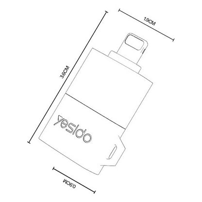 Bralnik kartic Lightning Yesido GS38, microSD, siv, ponovno zapakiran