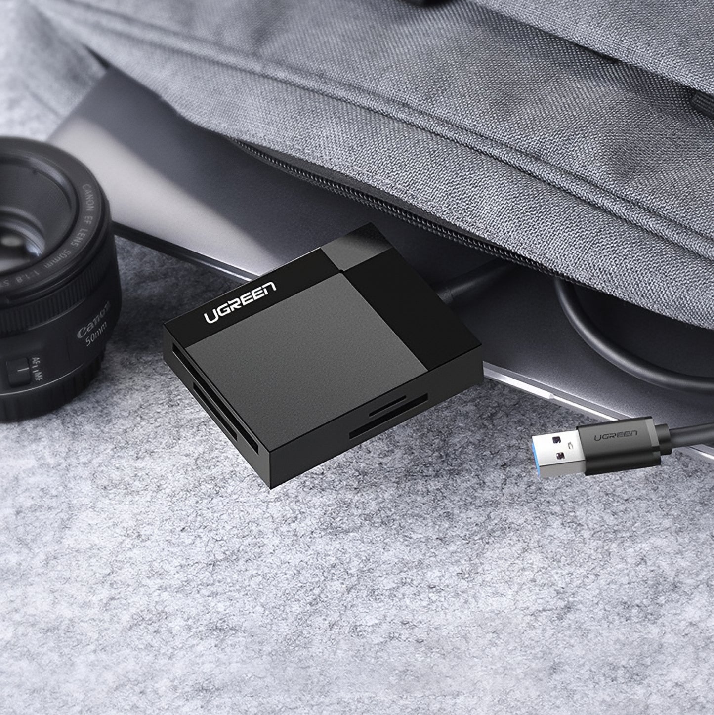 Bralnik kartic USB 3.0 UGREEN CR125, SD - microSD - CF - MS, črn