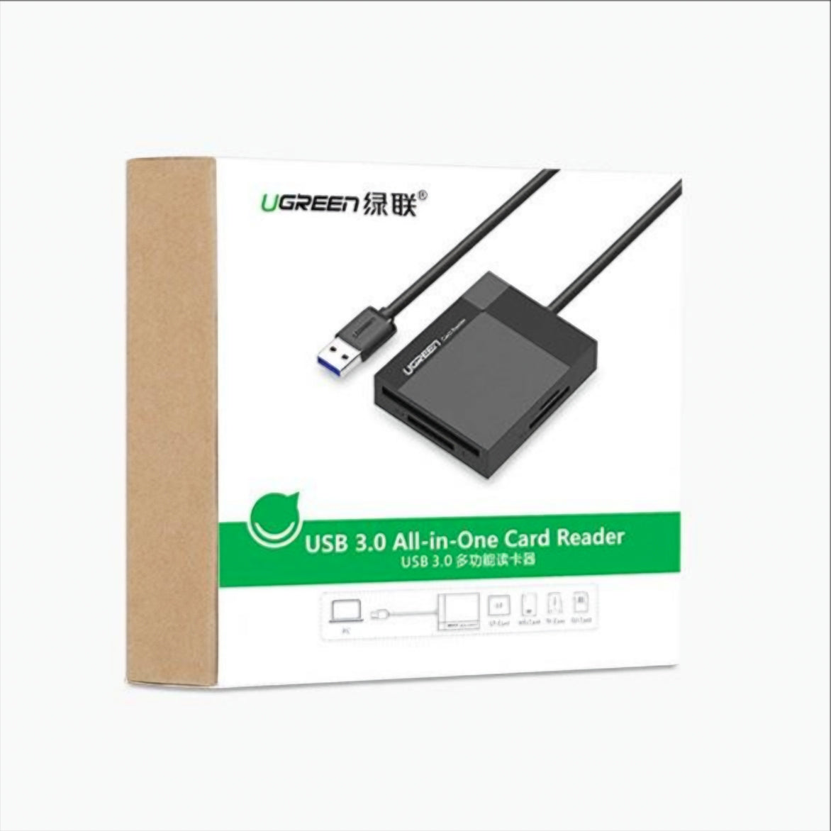 Bralnik kartic USB 3.0 UGREEN CR125, SD - microSD - CF - MS, črn