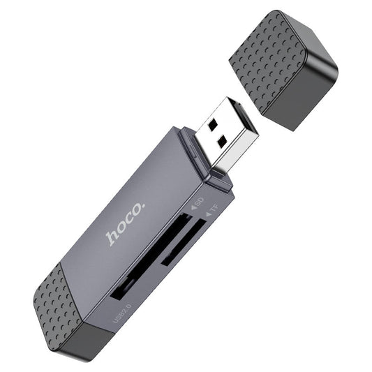 Bralnik kartic USB 3.0 / USB-C HOCO HB45, SD - microSD, Siv