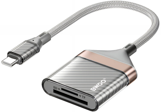 USB-C bralnik kartic BWOO BZ64, SD - microSD, Siva