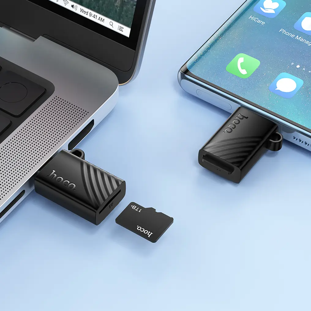 USB-C bralnik kartic HOCO HB53, microSD, črn