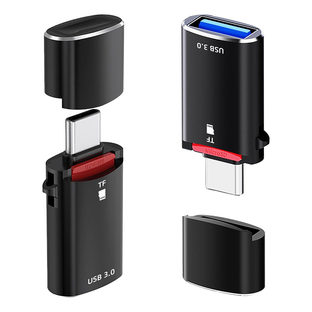 Bralnik kartic USB-C Techsuit AluVoltX, USB-A (OTG) - microSD, črn