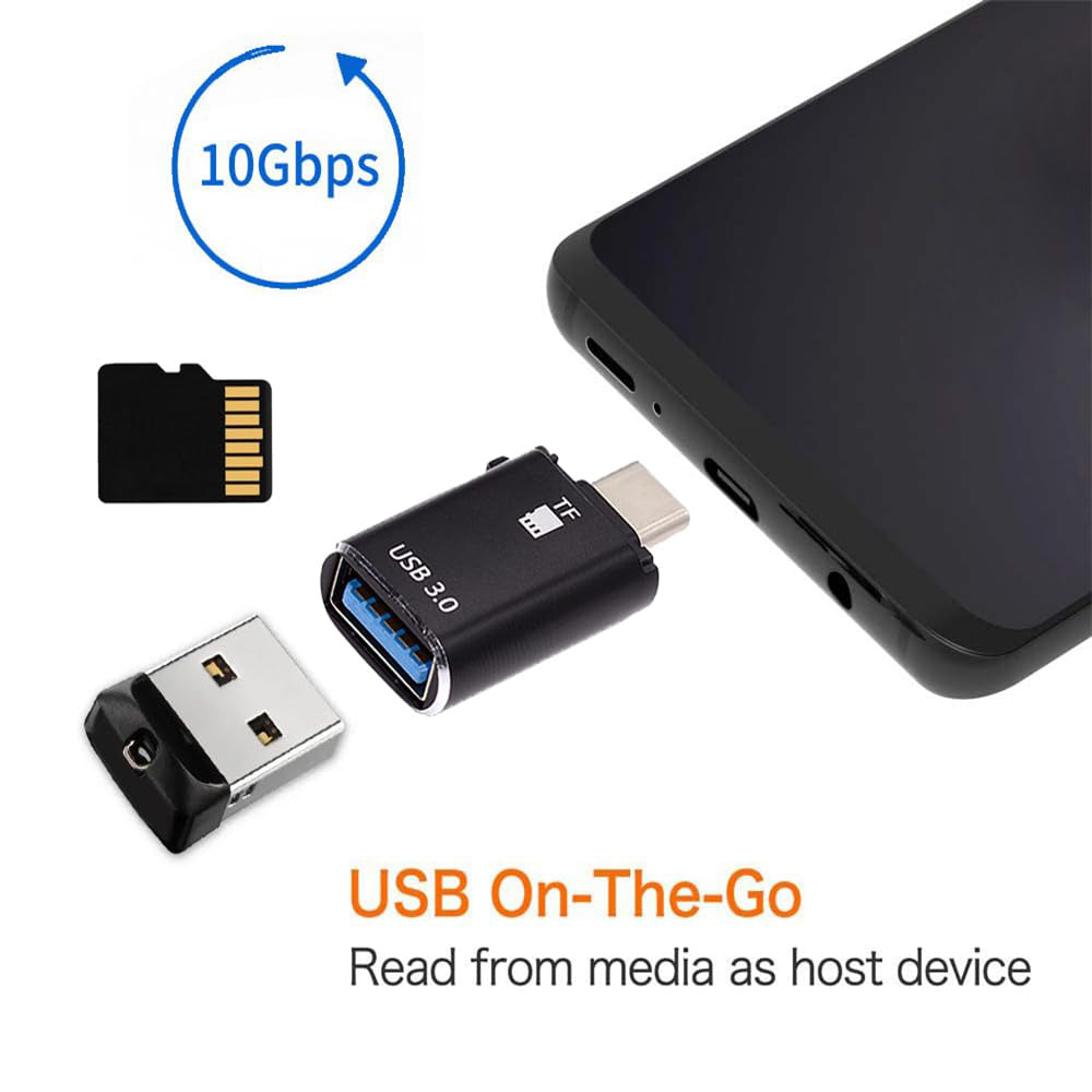 Bralnik kartic USB-C Techsuit AluVoltX, USB-A (OTG) - microSD, črn