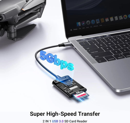 Bralnik kartic USB-C UGREEN CM401, SD - microSD, Siv