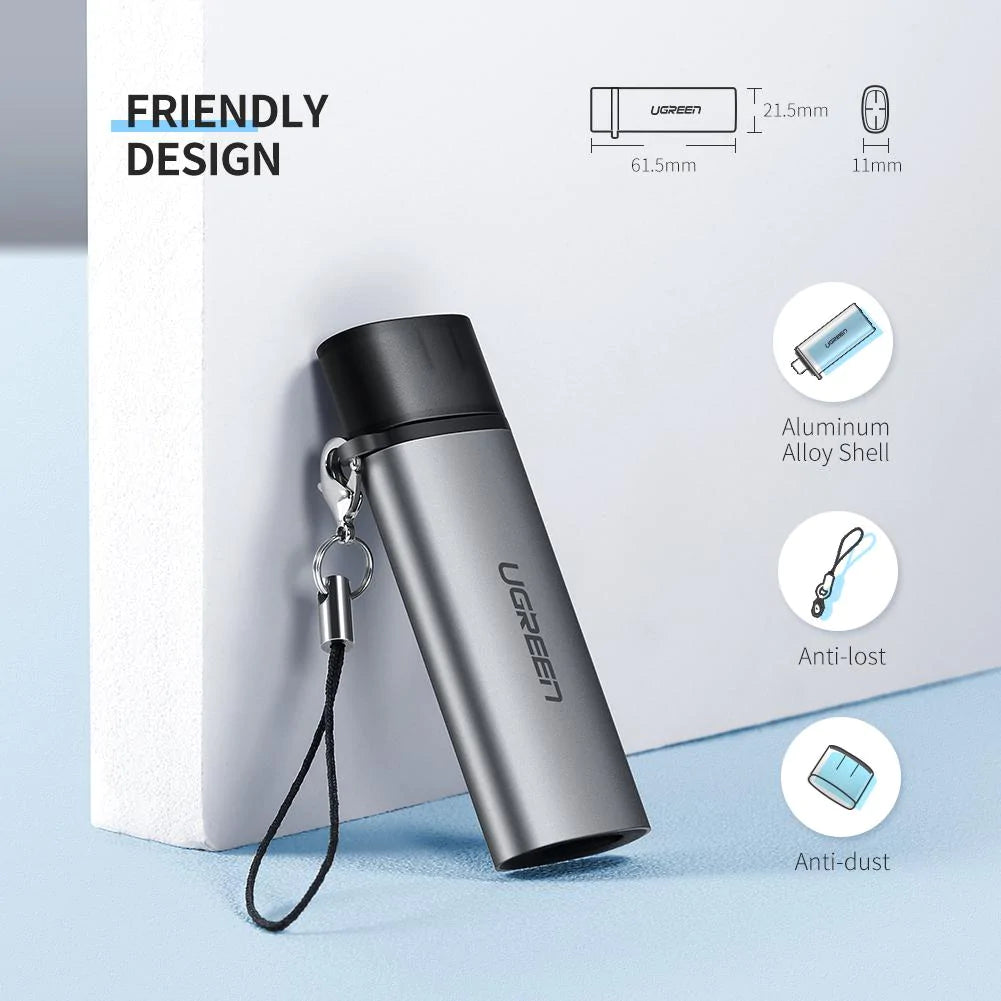 Bralnik kartic USB-C UGREEN CM184, SD - microSD, Siv