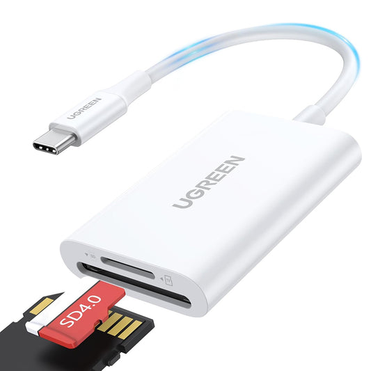 USB-C čitalec kartic UGREEN CM265, SD - microSD, Bela