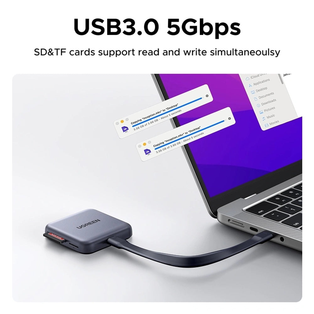 UGREEN CM898 USB-C Card Reader (65095), SD - microSD, Gray