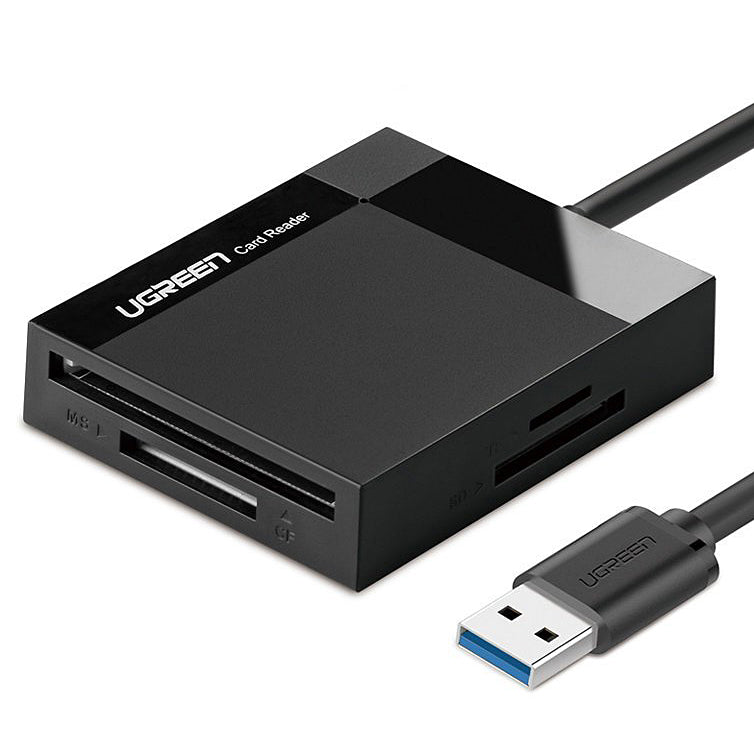 Bralnik kartic USB 3.0 UGREEN CR125, SD - microSD - CF - MS, črn