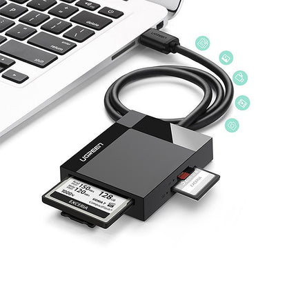 Bralnik kartic USB 3.0 UGREEN CR125, SD - microSD - CF - MS, črn