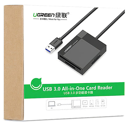 Bralnik kartic USB 3.0 UGREEN CR125, SD - microSD - CF - MS, črn