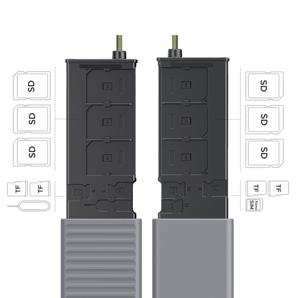 Bralnik kartic USB / USB-C z organizatorjem UGREEN CM856 (55899), 2 x SD - microSD, Siv