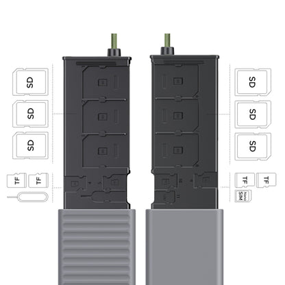 Bralnik kartic USB / USB-C z organizatorjem UGREEN CM856 (55899), 2 x SD - microSD, Siv