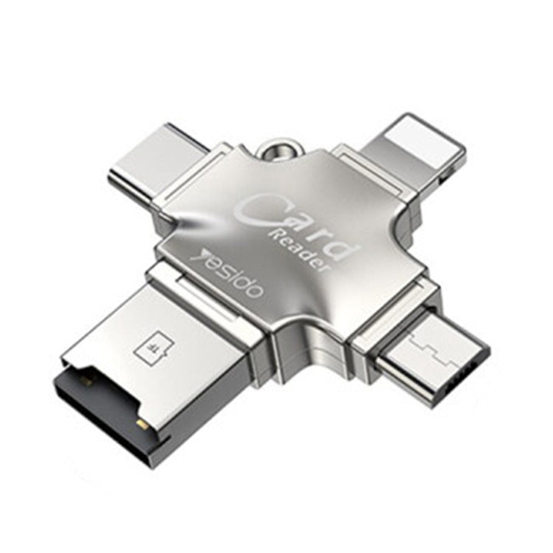 Bralec kartic USB / USB-C / Lightning / microUSB Yesido GS13, microSD, Srebrn