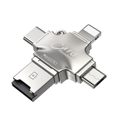 Bralec kartic USB / USB-C / Lightning / microUSB Yesido GS13, microSD, Srebrn