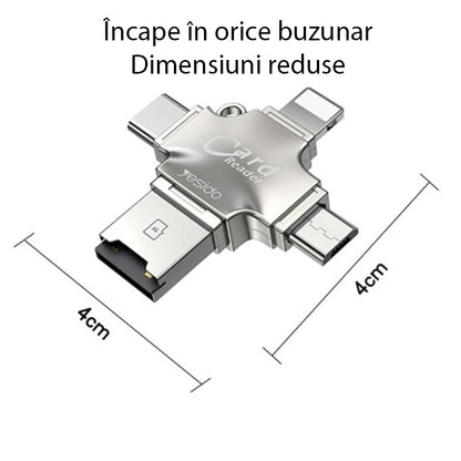 Bralec kartic USB / USB-C / Lightning / microUSB Yesido GS13, microSD, Srebrn