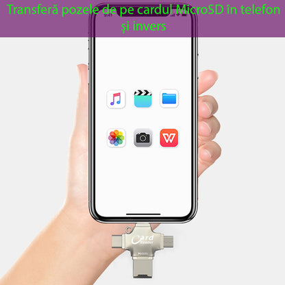 Bralec kartic USB / USB-C / Lightning / microUSB Yesido GS13, microSD, Srebrn