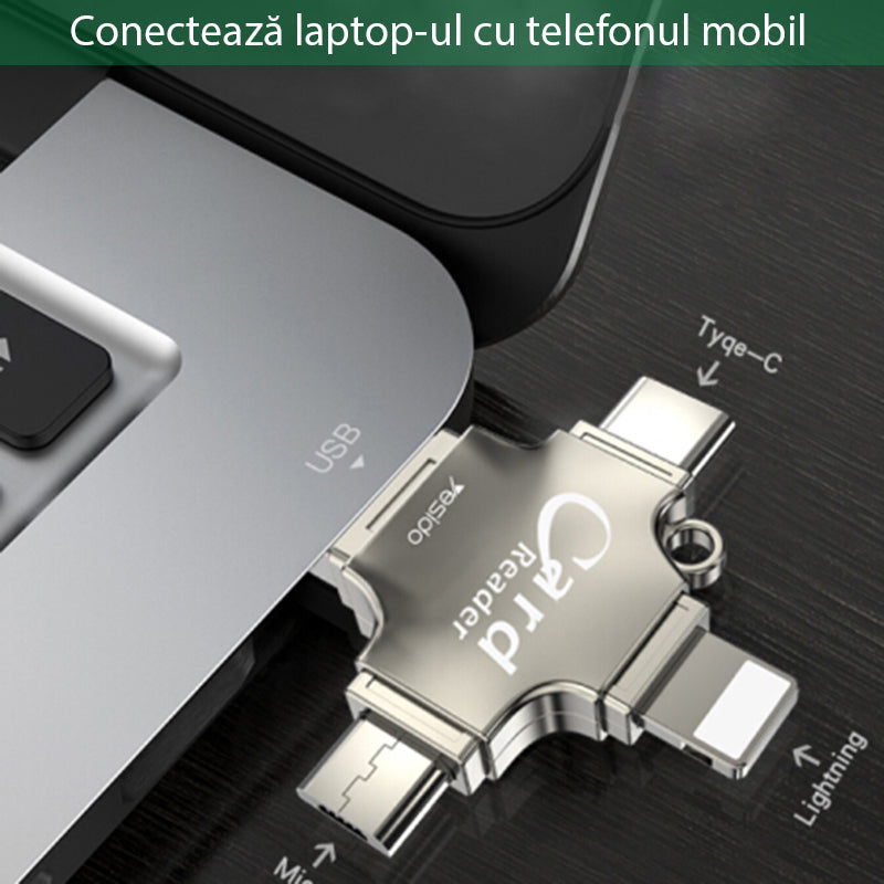 Bralec kartic USB / USB-C / Lightning / microUSB Yesido GS13, microSD, Srebrn