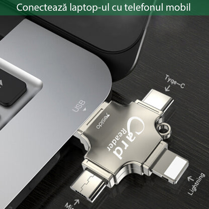 Bralec kartic USB / USB-C / Lightning / microUSB Yesido GS13, microSD, Srebrn