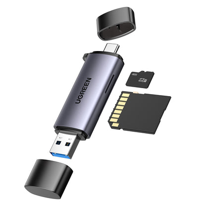 Bralnik kartic USB / USB-C UGREEN CM185, SD - microSD, Siv