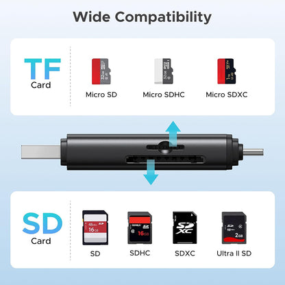 Bralnik kartic USB / USB-C UGREEN CM803 (65024), SD - microSD, črn