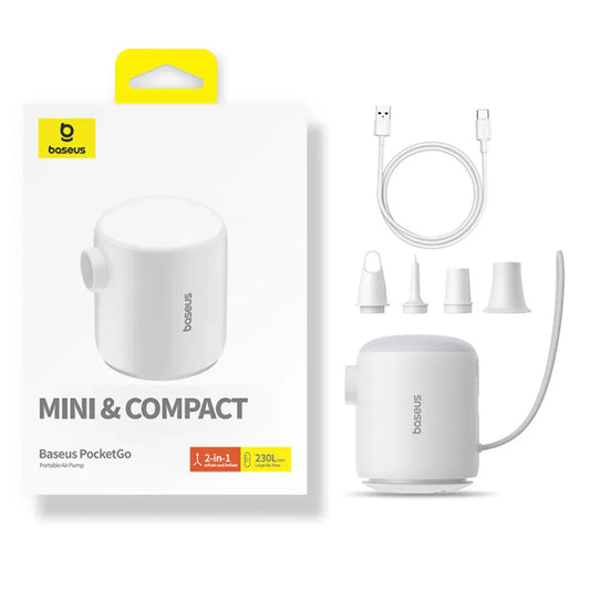 Črpalka Baseus PocketGo za napihljive blazine, Bela C11157700221-00