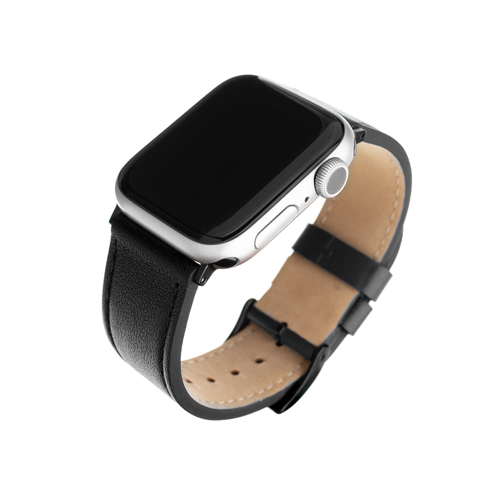Pas Fixed Leather za Apple Watch 42mm / 41mm / 40mm / 38mm Series, Črna