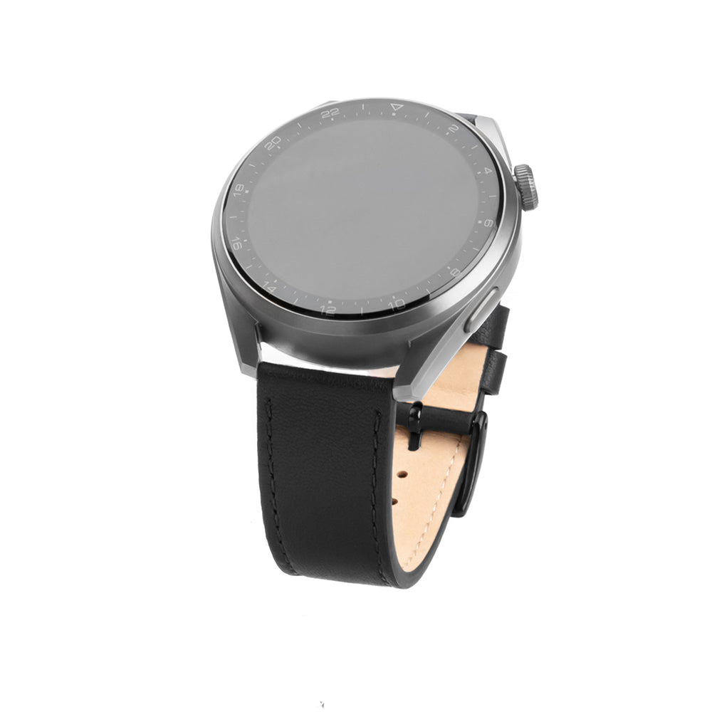 Pas Fixed Leather za Huawei Watch / Xiaomi Watch Series, 22mm, Črna