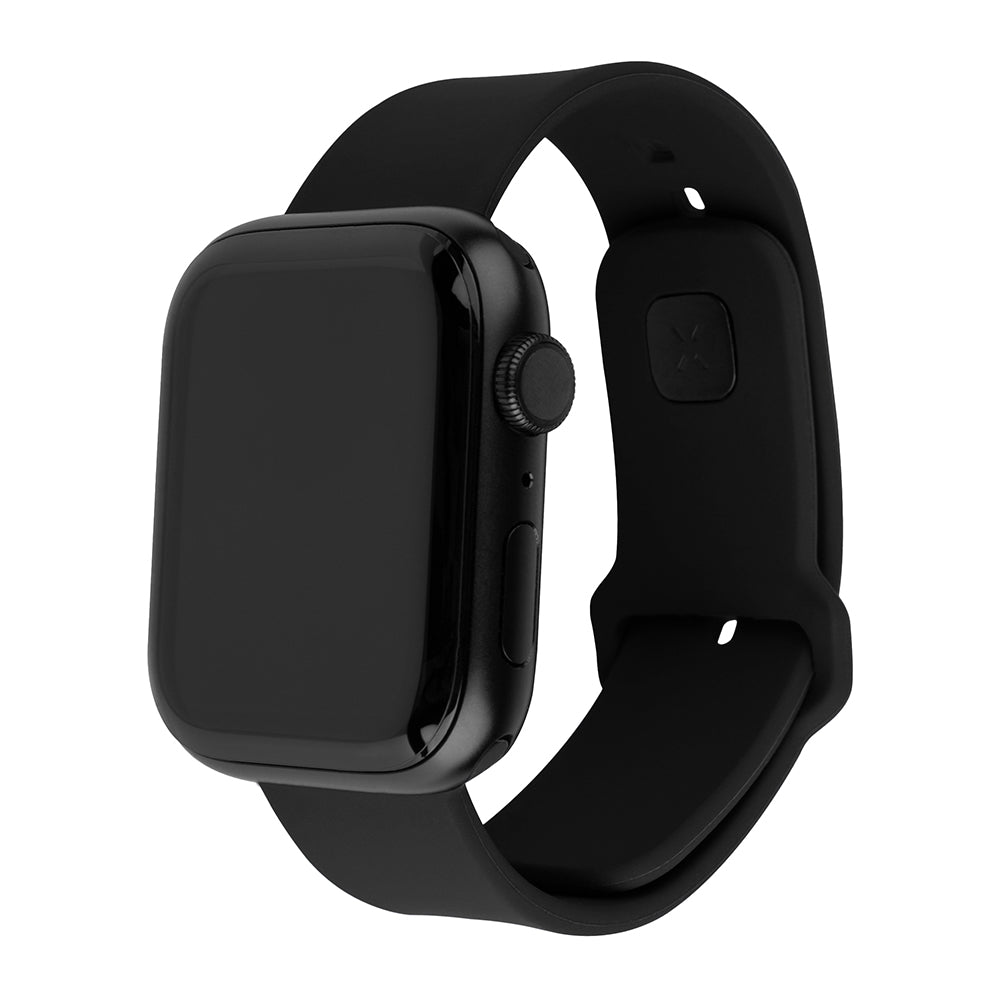 Športni silikonski pas Fixed za Apple Watch 42mm / 41mm / 40mm / 38mm serije, črn