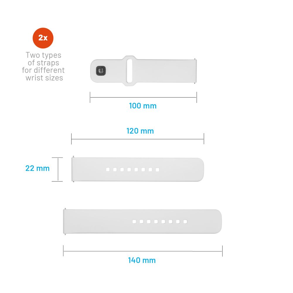 Pas Fixed Silicone Sporty za Huawei Watch / Xiaomi Watch Series, 22mm, Bela